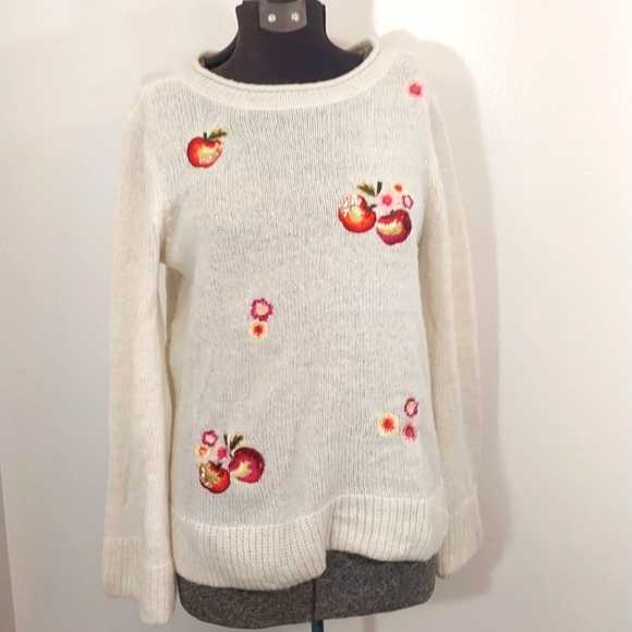 Disney Lauren Conrad XS Ivory White Swearer Apples Flowers - Picture 5 of 11